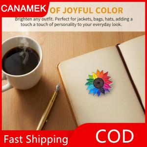 【CANAMEK】 Đầy màu sắc cầu vồng hướng dương men Pin huy hiệu cho áo sơ mi trang trí hoa Trâm Phụ kiện cô gái tuổi teen