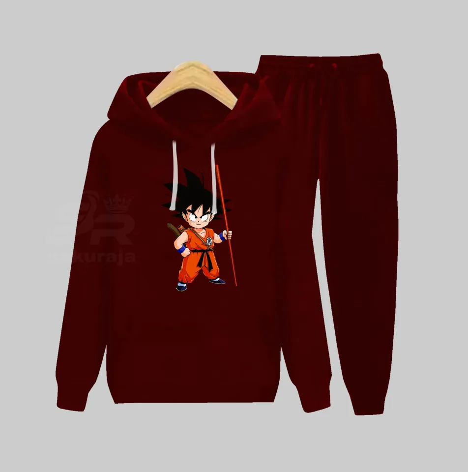 setelan sweater hoodie celana panjang anak dragon ball umur 3-17