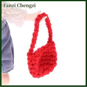 Fanzi 1 12 Dollhouse Woven Plush Shoulder Bag Dollhouse Mini Crossbody Bag Handbag For Dolls Dress UP Aceessories