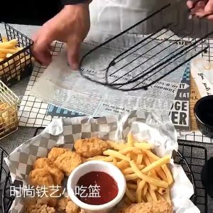 American Fries Basket Sizzling Tray Burger Plate French Fries Container Food Display Rack Snack Tray