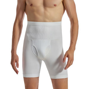 Men’s Non-slip Ice Silk Body Shaper High Waist Lifting Buttocks Slimming Belly Pants Abdominal Girdle Underwear 男士冰丝护腰收腹裤