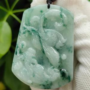 Hydraulic Sovereign Pixiu Talisman - Type A Natura Jadeite Pendant (Sku: pendant416)