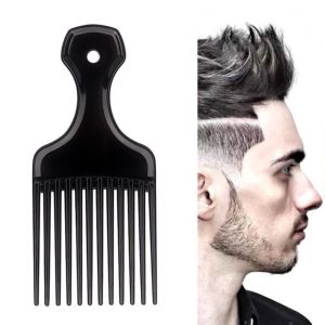 JON09 Black Fork Hairbrush Wide Teeth Plastic Pick Comb Hair Styling Tools Massage Insert Hair Combs Women/Men