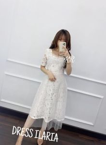 TK dress ILARIA/dress pesta brukat komby layer tile