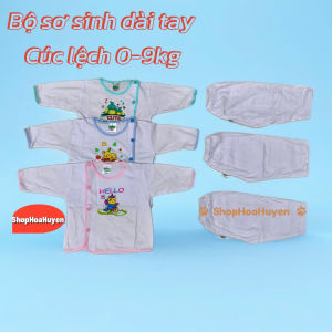 Combo 5 bộ quần áo Dài Tay cho bé sơ sinh cài  cúc lệch Chất Vải 100% Cotton Bosini 0-9kg