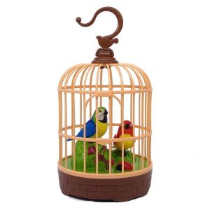 Electronic Chirping Bird In Cage for Children Baby Calming and Soothing Homes Office Decorative Birdcage Parrot Toy
