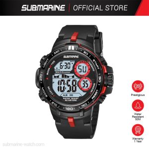 SUBMARINE Fashion Digital Men Watch Waterproof EL Light Alarm Stopwatch Date LED Display Digital Boy Outdoor Sports Watch Jam Tangan Lelaki Jam Digital TP-1533-M-PS