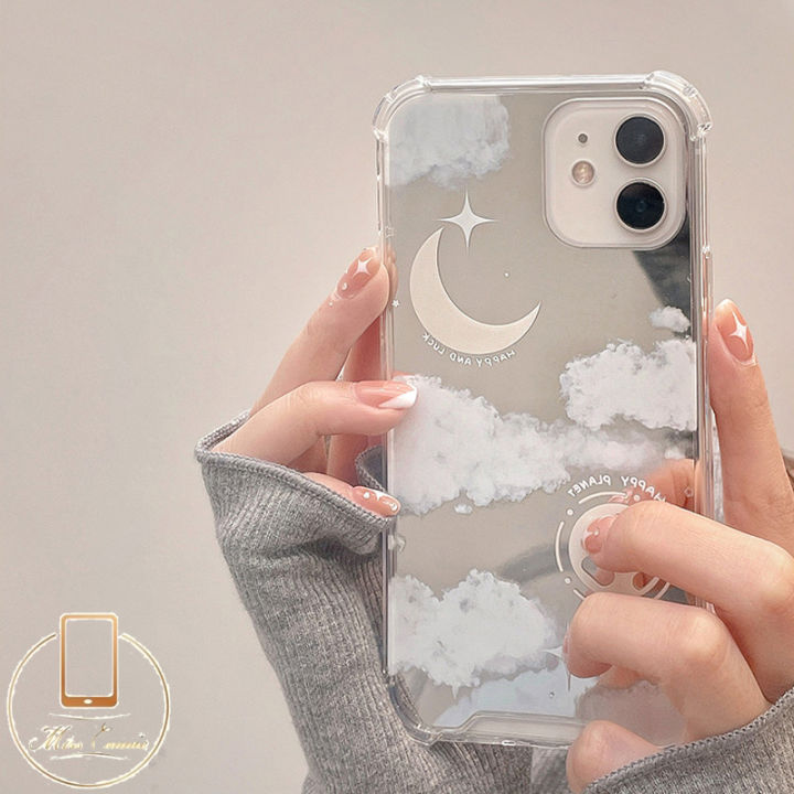 MissConnie Mirror Case Compatible for IPhone 11 13 12 Pro Max 7plus 8plus X  XS Max XR SE 2020 Plus Dream Cloud Moon Starry Sky Make up Mirror