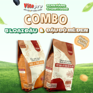 Combo ngũ cốc 5 loại đậu không đường và bột gạo lứt đậu đỏ mè đen VItapro 100% từ thiên nhiên có lợi cho sức khỏe
