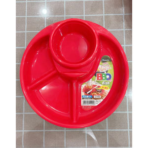 Khay ăn dặm chia ngăn Nhật Inomata cho bé ( mẫu tròn 2 màu đỏ và xanh)