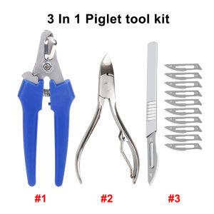 3 In 1 Piglet kit Pig tail cutter + Piglets teeth cutter + 10Pcs Castration blades Piggery farm equipment
