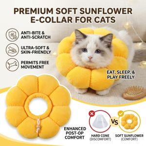 Soft Elizabethan Collar Pet Recovery Cone Sunflower Design Anti Lick Anti Scratch Dog Cat Cone Alternative Comfortable After Surgery Protective Collar Pet Supplies