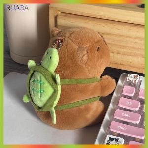 RUASA Kawaii Plush Snotty Capybara Keychain Cute Capybara With Turtle Bag Keyring Creative Doll Fluffty Stuffed Toys Birthday Gifts