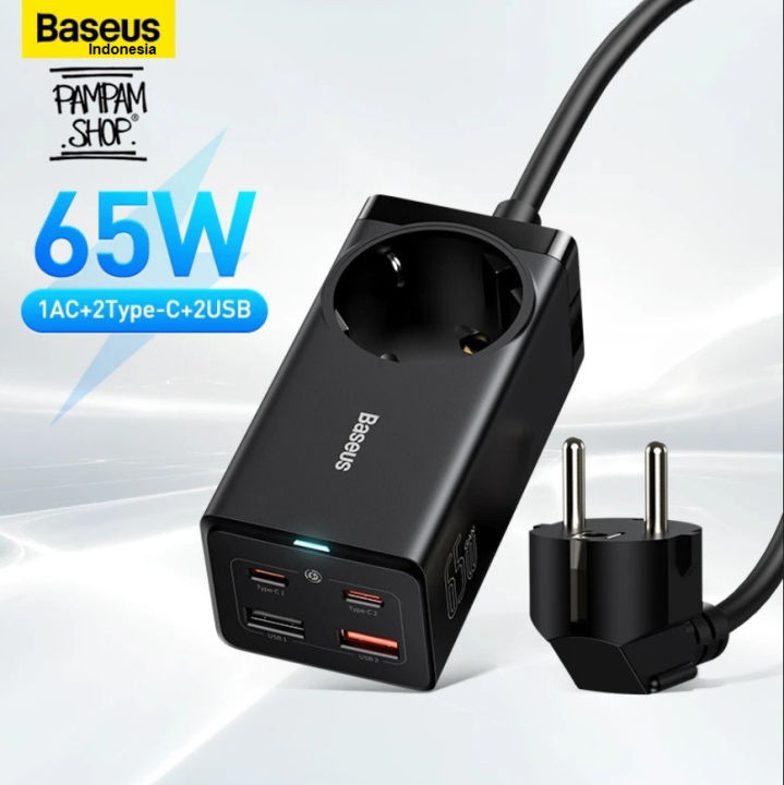 Baseus Adaptor Charger Gan3 Pro Desktop Powerstrip 65W AC USB