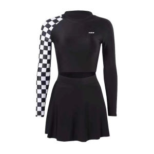 PURE WIND swimming suit for women Womens Swimwear Swimsuit With Skirt Swimming Bathing Suit Beachwear Womens Split Two-Piece Suit Slim Conservative Long-Sleeved Casual Beachwear 泳衣女装两件套