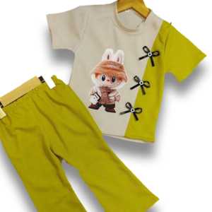 Setelan Baju Anak Perempuan Terbaru Dengan Motif Kekinian Labubu Pita