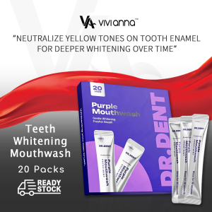 DR.DENT Purple Mouthwash for Teeth Whitening 20 Packs Color Correcting Mouthwash Sachets Peroxide Free Alcohol Free Freshens Breath Supports Gum Health Vegan Mint Flavor