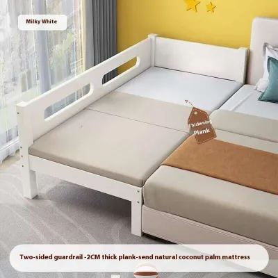 Solid Wood Baby Bed Integrated Type Children Bed Adjustable Kids Bed Frame Thickening Bed Extension