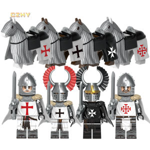 Teutonic Knights Hospitaller Templar War Horse Medieval Soldiers Mini Action Building Block Figure Toys Kids Gift