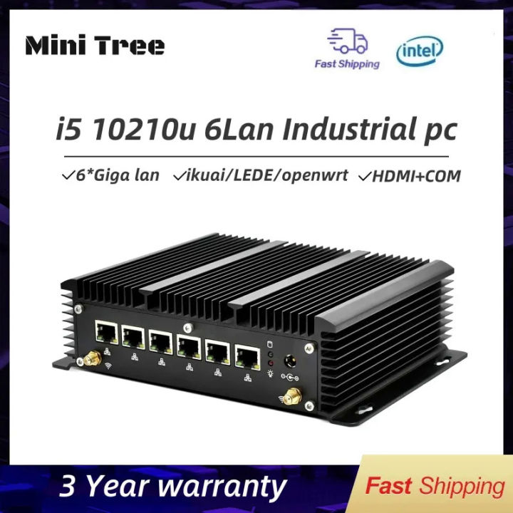 Rugged Mini PC Core I5 10210U I7 10510U 6 Lans Fanless Industrial ...