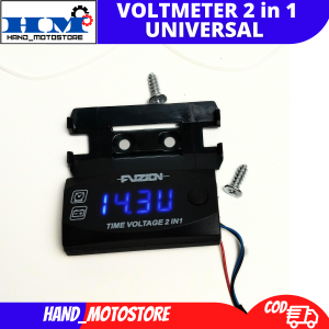 [COD] VOLTMETER DIGITAL AKI / VOLT METER ACCU 2 IN 1 UNIVERSAL SEMUA MOTOR PENAMPIL INDIKATOR VOLTASE AKI DAN JAM NYALA LAMPU LED WATERPROOF