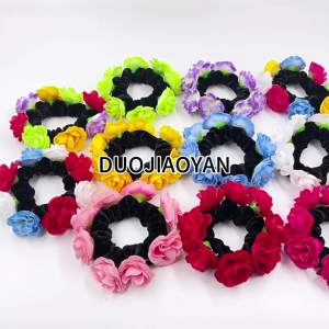 ดอกไม้ประดิษฐ์ที่มัดผมขนาดใหญ่สไตล์ฝรั่งเศสที่รัดผมที่รัดผมผ้ากำมะหยี่ยางยืดสำหรับทรงผมต่างๆ