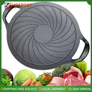【HOSPORT】 15 Inch Iron Grill Pan Nonstick Grill Skillet Compatible for Gas Stove BBQ Griddle for Indoor Or Outdoor Grilling