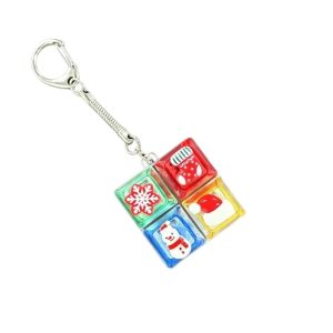 AIRER Cartoon Christmas Keyboard Clicker Keychain Santa Claus Elk Deer Portable 4 Keys Fingertip Button Keyring Mechanical Keyboard Decompression Relaxed Fidget Bag Pendant Student Bag Ornament