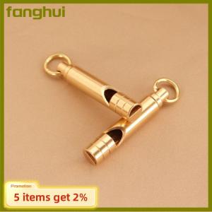 fanghui นกหวีดช่วยชีวิตฉุกเฉินทำจากทองเหลืองอเนกประสงค์พวงกุญแจแบบพกพาเครื่องมือกลางแจ้งนกหวีดฝึกสำหรับตั้งแคมป์เดินป่า
