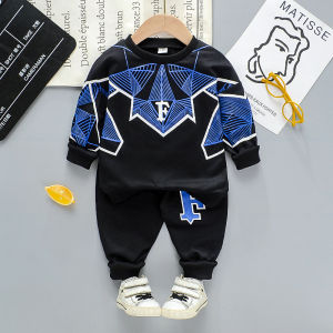 Anak laki laki Kaus Garis Huruf Celana panjang Kapas Baju anak anak Katun Pakaian Setelan