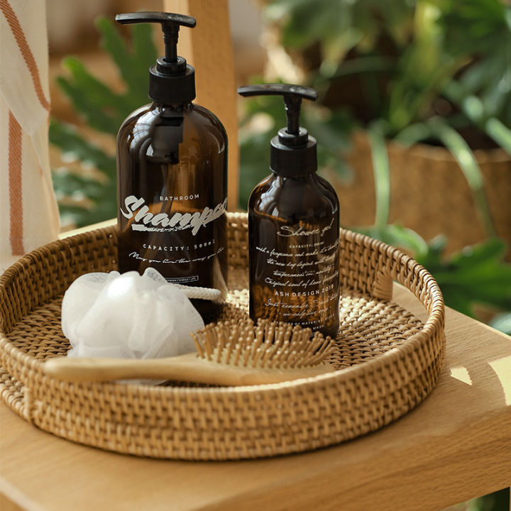 Rattan Basket Round Coffee Table Tray Hand Woven Serving Trays for