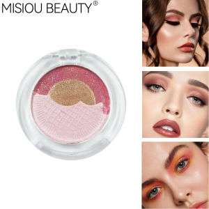 MISIOU BEAUTY Mini 3-Color Mono Eyeshadow - Biscuit Design Portable Waterproof & Long-Lasting Shimmer 3 Shades Fine Pearly Finish Creates Soft Poetic Eye Makeup