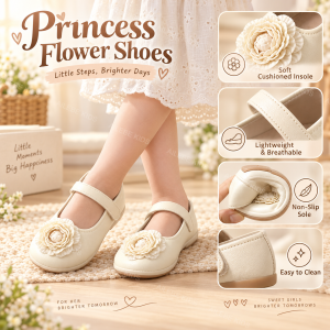 AILEBE Kids Leather Shoes 3D Flower Princess Style Soft Sole Shoes High-Quality Breathable Lightweight Easy Clean Soft Cushioned Insole Non-Slip Outsole Casual Formal Daily Wear Family Outings OOTD