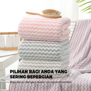 Handuk Mandi 140cm x 70cm / Handuk Untuk Dewasa Motif Diamond /ZigZag /Salur Dengan Bulu Lembut Dan Daya Serap Tinggi