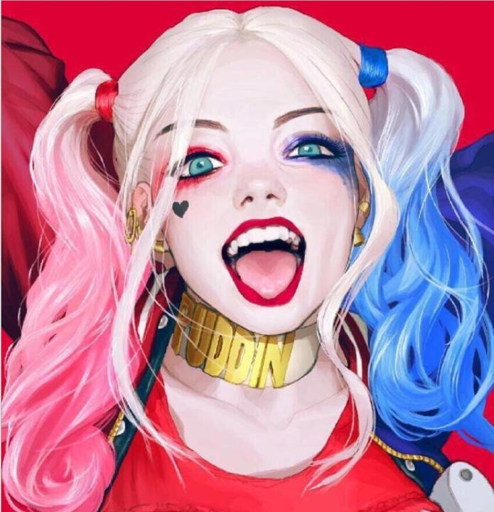 ENSHS Adjustable Size with No Pins or Tape Harley Quinn Wig from