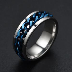 New Simple Fortune-Enhancing Jewelry Mens Titanium Steel Rotatable Beer Bottle Opener Chain Ring Personality Dominant Ring