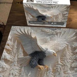 WP💓💛💖 The Carved Eagle Jigsaw Puzzle 1000 Pieces Puzzle Game Challenging Eagle Wildlife Art Design Puzzles Game For Family Activity Home Decoration Christmas Gifts