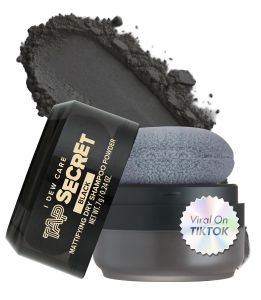 I DEW CARE Tap Secret tin Mattifying Dry Shampoo Powder - Black 0.24 oz Hydrating Dry Scalp Natural Matte Finish Oil Control Lightweight Volume tin & Black Ginseng Travel Size Vegan