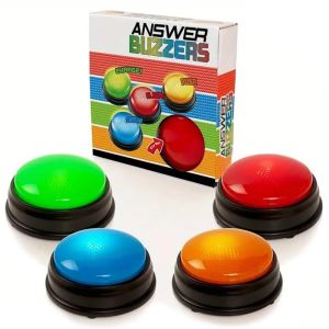4pcs with Lights and Sound Answer Buzzers 4Colors Trivia Games Game Show Buzzer Buttons Fashion Family Feud Jeopardy Buzzer for Trivia Games