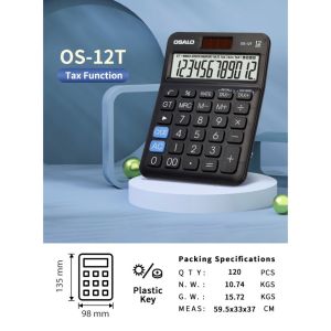SG🚚OSALO Desktop Calculator Extra Large Display 12 Digits Big Buttons Solar Accounting Calculator for Office (OS-12T)