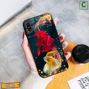 Ốp lưng iphone mặt kính cao cấp - Đôi cá Betta may mắn - 6/6plus/6s/6splus/7/7plus/8/8plus/x/.....