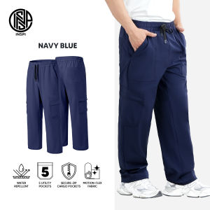 INSPI Stretchable Water Repellent Multi-Pocket Cargo Pants for Men Utility Jogger Pantalon for Women Trouser with Drawstrings
