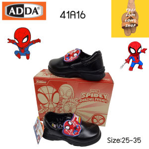 ADDA Spider Man รองเท้านักเรียนอนุบาล รองเท้าพละเด็กผู้ชาย รองเท้าผ้าใบอนุบาลสีขาว รองเท้าหนังดำ รองเท้าผ้าใบ 41A16 / 41N16