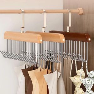 【MY Ready Stock】8 Hooks Hanger Rotation Anti Slip 360 Degree Multifunctional Solid Wood Hanger for Bra Camisole Strap Dress