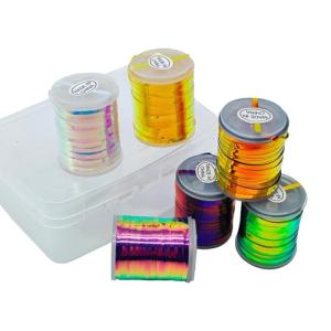 6 spool Nhiều Màu móc bay dây phụ kiện tinsel sợi lấp lánh cho Fly làm Fly Flash tinsel chủ đề