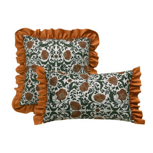 1PC Orange Blue Colored European Style Cushion Cover Flower Ruffle Edge Pillowcase Soft Home Decor for Sofa Bedroom Living Room Cussion Cover