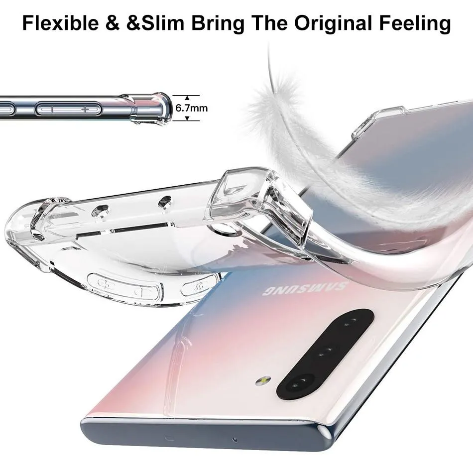 For Samsung Galaxy Note 10/10+ Plus Phone Case, Clear Shockproof Bumper  Cover Transparent Silicon TPU Casing