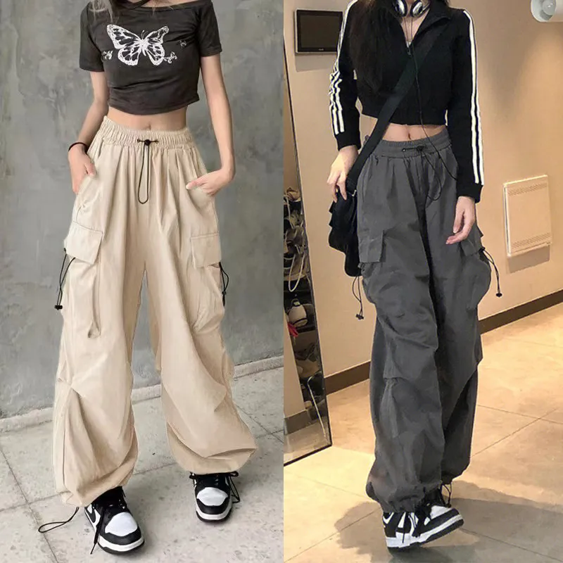 Women Casual Cargo Pants Y2K High Waist Slimmer Streetwear Sweatpants  Korean Version Loose Plus Size Female Clothing Oversize Dance Pants Trousers