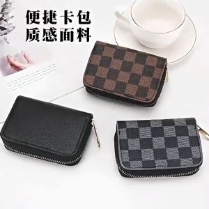 1 Piece Retro Mens Zipper Small Card Holder Fashion Stitching Multi-card Slot Credit Card Coin Purs