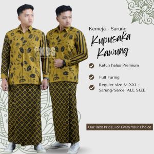 Setelan Koko + Sarung Batik Lengan Panjang Fashion Muslim Pria Terbaru Bahan Katun Premium KPKWG